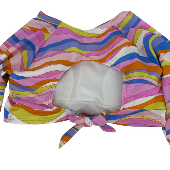Raisins Rash Guard Bikini Top Girls Sz 16 Long Sleeve Colorful Pink Padded Swim - Picture 4 of 7